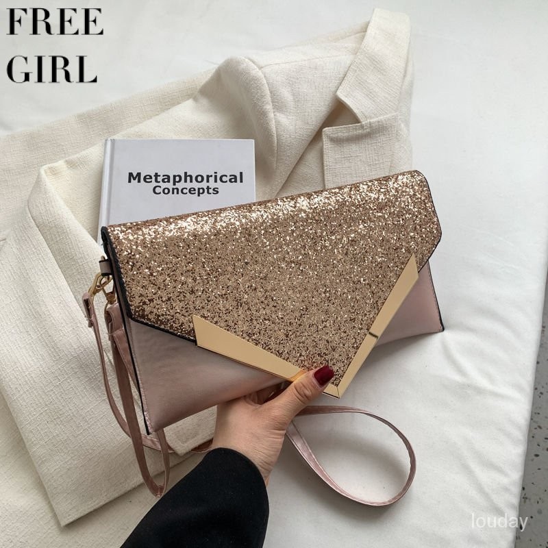 【Free Girl】洋氣小包新款晚宴會包亮片包手拿包簡約小方包 手提包 女包 通懃包 腋下包 TFGE | 蝦皮購物