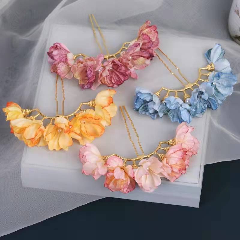 漢服絹花髮飾 花朵珍珠排簪 古風髮排釵子簪子 複古髮排髮釵 明製配飾 古裝簪子【沐顔醬賣場】 | 蝦皮購物