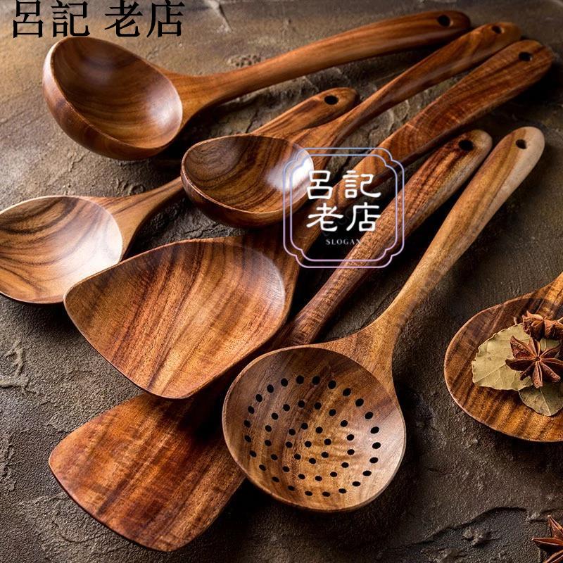 泰國柚木天然 原木餐具-鍋鏟組木鏟 木勺 木湯匙 鐵湯匙 炒菜 不粘鍋 長柄木勺 湯勺r90901 | 蝦皮購物