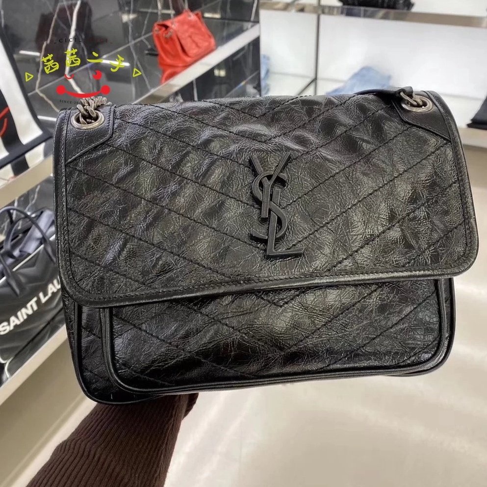 二手正品YSL 聖羅蘭 黑色 NIKI 中號 郵差包 流浪包 單肩包 斜背包 斜挎包 498894 | 蝦皮購物