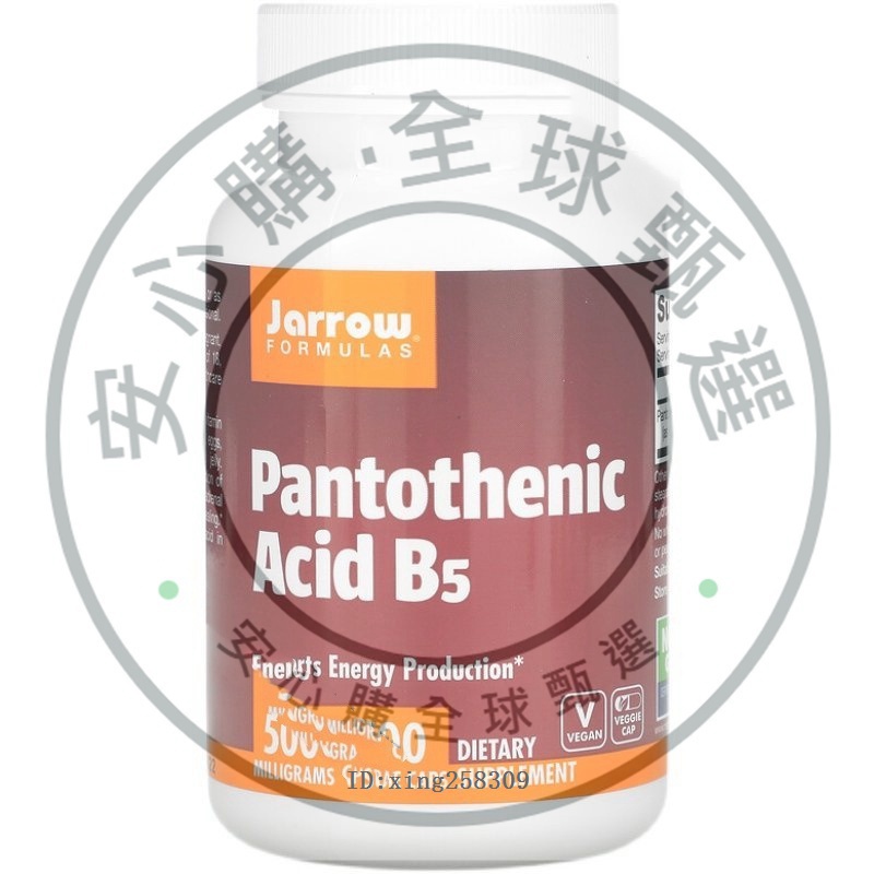 JARROW FORMULAS傑諾維生素B5 泛痠 100粒PANTOTHENIC ACID緩解疲勞《安心購全球甄選》 蝦皮購物