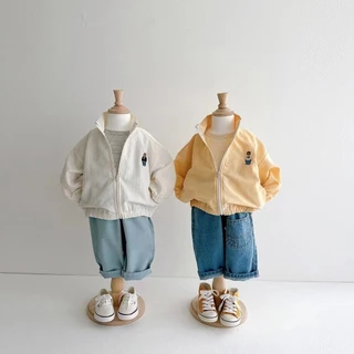🍼小奶蓋kids🍼男女小童寶寶純色夾克防曬卡通外套多色拉鏈衫棒球領立領薄款外套