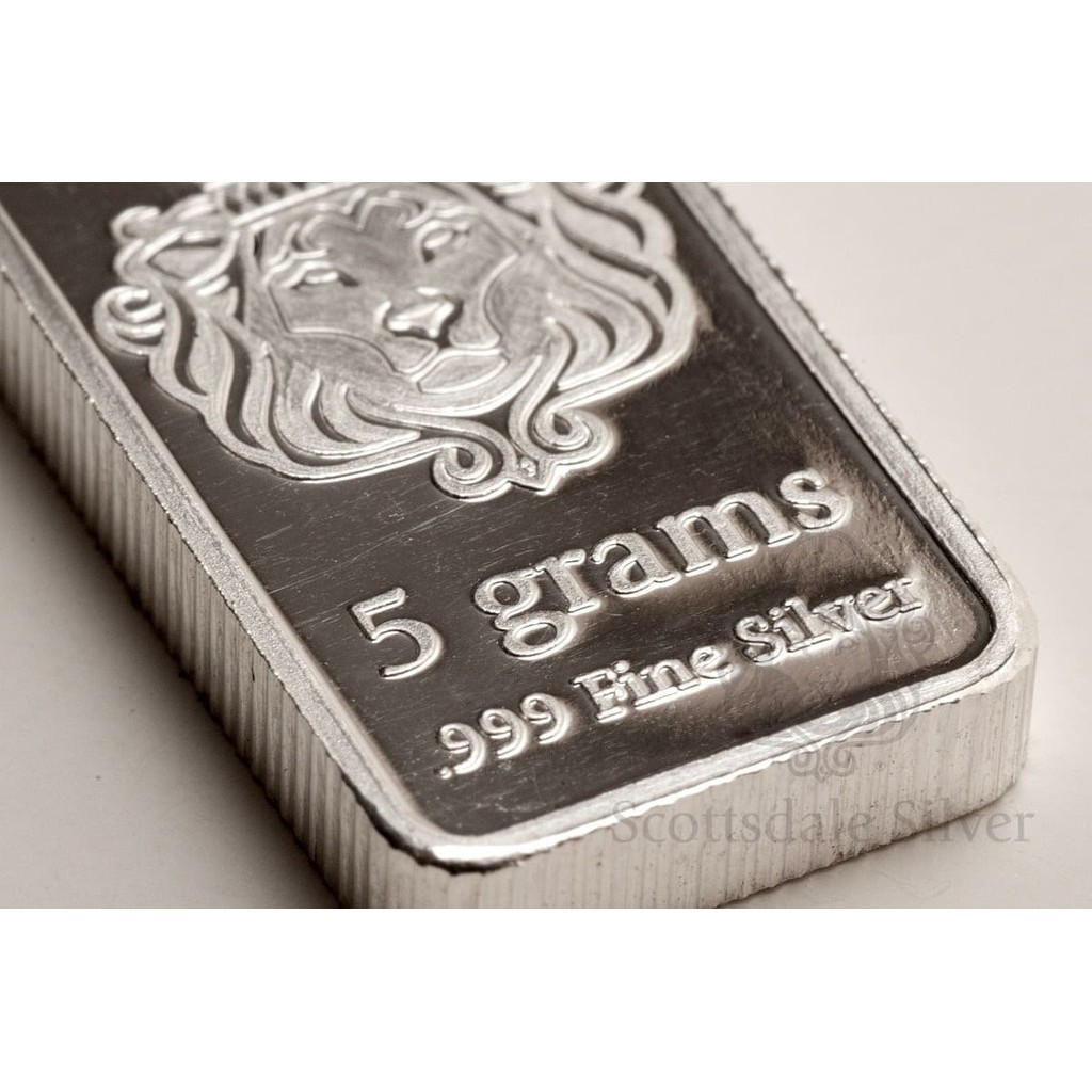 炫麗】Scottsdale獅王銀條5g 🦁🇺🇸｜999純銀🥈 美國國際銀磚