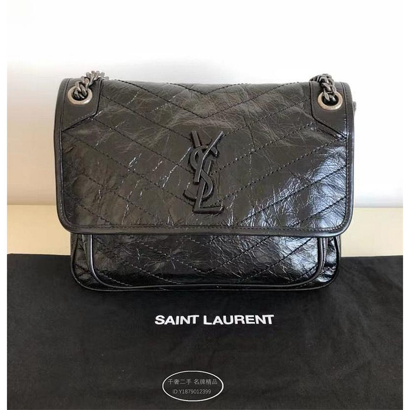 二手折扣 YSL NIKI 牛皮 復古手袋 中號 YSL 流浪包 鏈條包 肩背包 | 蝦皮購物