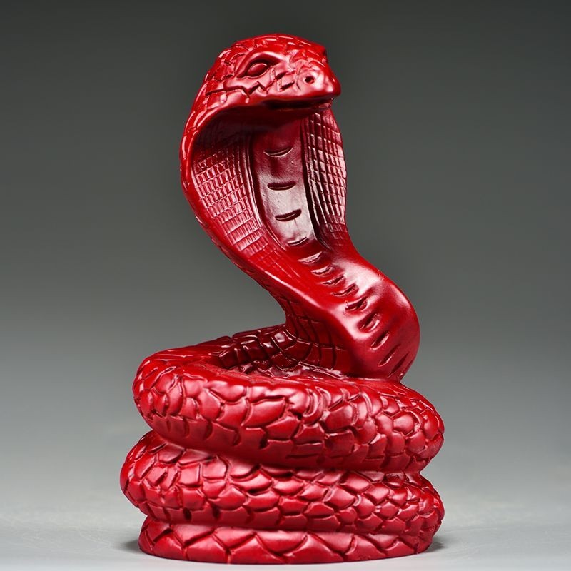 新款限時紅花梨木雕蛇擺件實木十二生肖木制眼鏡蛇家居裝飾鎮宅工藝品  