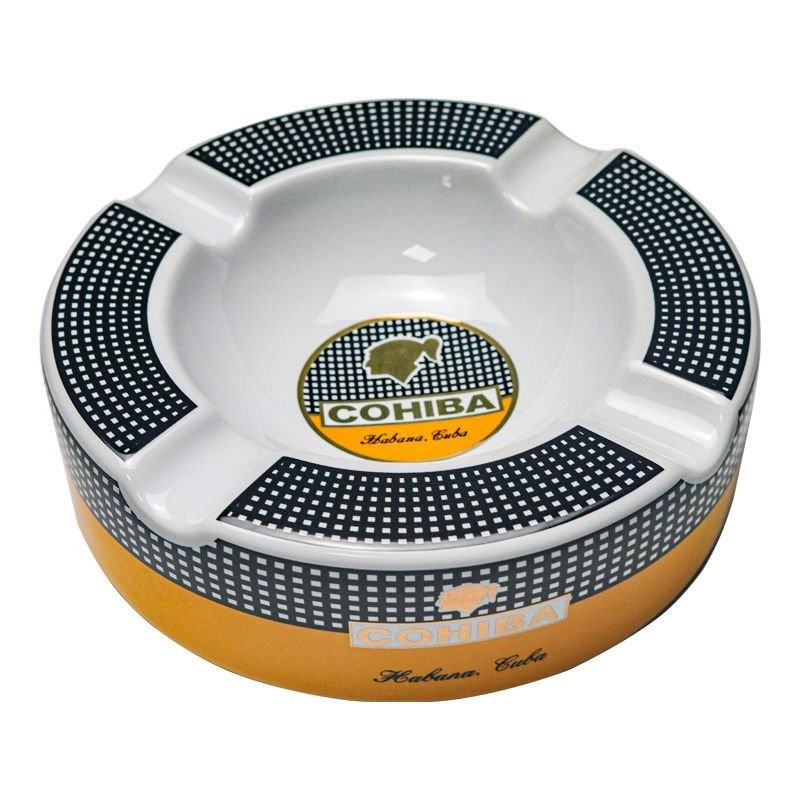 COHIBA 煙灰缸陶瓷4支裝雪茄煙灰缸創意便攜傢用雪茄大煙盅高希霸雪茄於