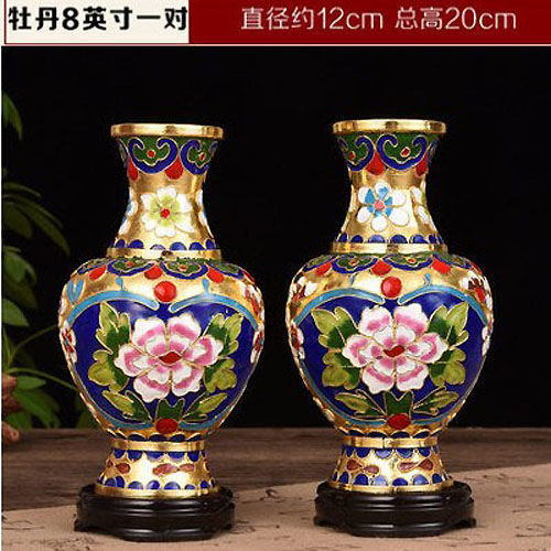 北京景泰藍花瓶銅胎掐絲琺瑯插花瓶客廳傳統中國風擺件一對【全球購企業