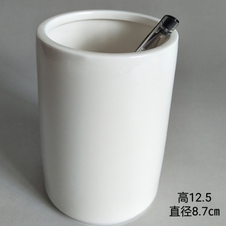 客製化】筆筒訂製刻字訂製logo 陶瓷擺件白色毛筆筆筒花瓶擺設辦公室