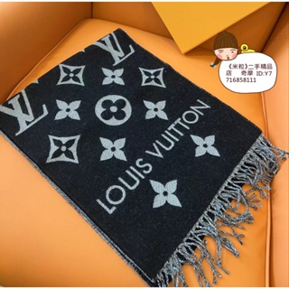 LOUIS VUITTON LOUIS VUITTON Scarf wrap shawl M76966 wool Beige Used Women  logo LV M76966