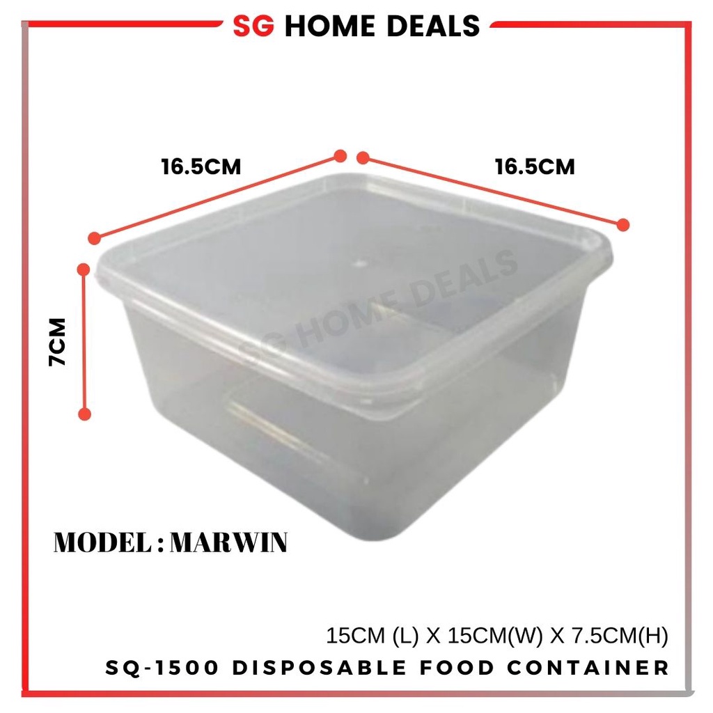 SQ-1500ML Disposable Square Food Container/ Fast Food Plasti | 蝦皮購物