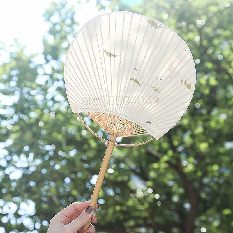【頂級質感】態生活手工文藝日式佈麵竹扇芭蕉扇 夏季納涼灑金書法圓扇子紙扇 | 蝦皮購物