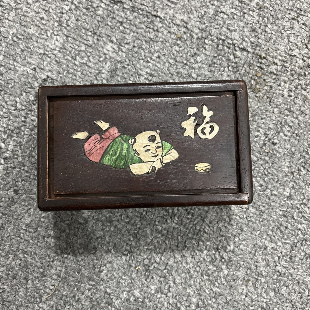 聚寶齋*花梨木細密彫*貝殼嵌 喜上眉梢紋】首飾盒 收納盒 賞物