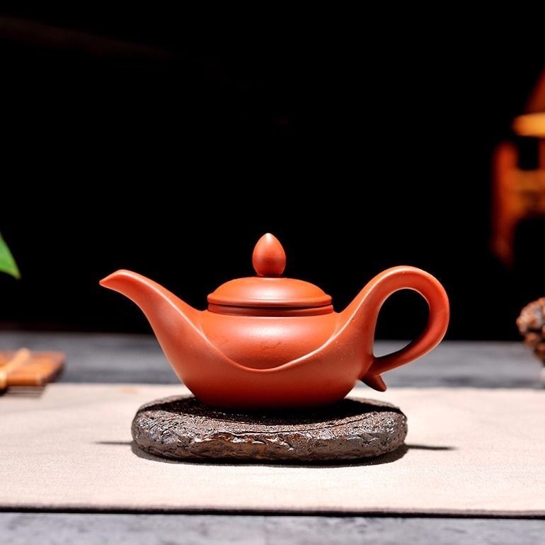 以德壺人】宜興紫砂茶壺泡茶器硃泥壺長嘴壺神燈壺功夫茶具西施小茶壺手