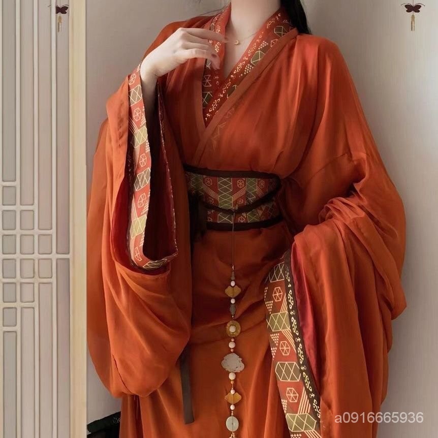 中式服裝 國風衣服 2024漢服戰國袍傳統交領馬山楚墓複原風拖尾直裾古裝大放量 | 蝦皮購物