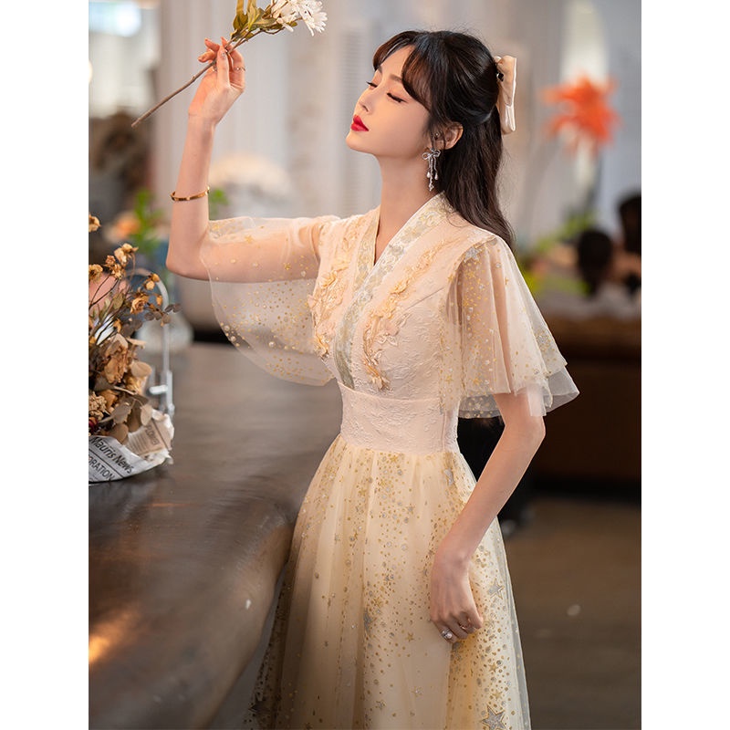 晚宴服伴娘服女2023新款夏季中式姐妹團中國風婚禮高級小眾氣質顯瘦禮服禮服 洋裝 晚宴禮服 大尺碼 長裙 年會 | 蝦皮購物