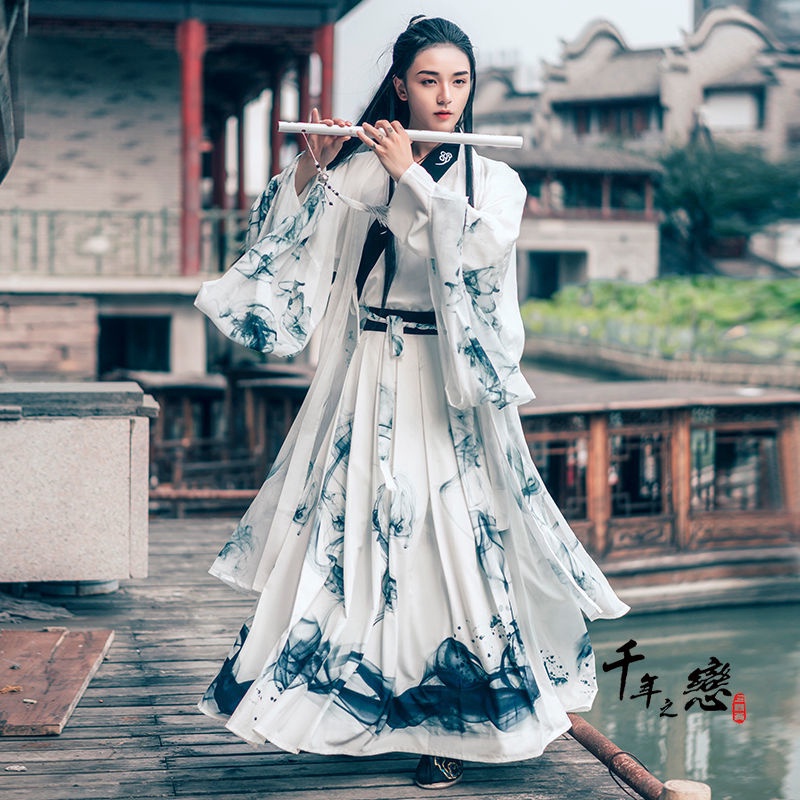 【烈焰】漢服男 古裝男生 古風衣服 大袖衫 水墨中國風服飾 表演服 情侶同款 漢元素 古代衣服 | 蝦皮購物