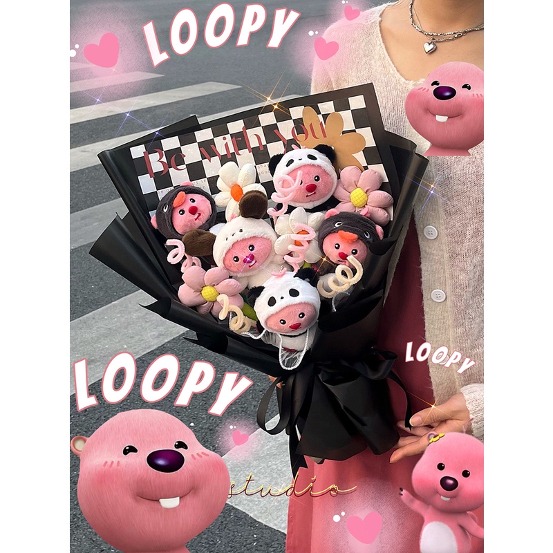 少女心 露比 小海貍 玩偶 花束 loopy 可愛 卡通 公仔 聖誕節 創意 生日禮物 可愛 節日禮物 | 蝦皮購物