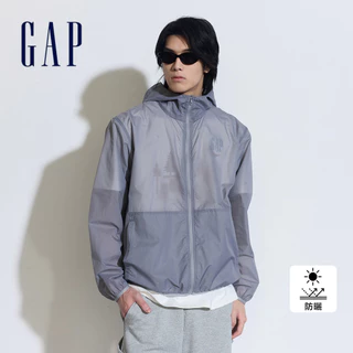 Gap 男裝 Logo防曬印花連帽外套-灰色(884874)