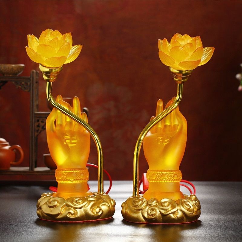 【納福佛具】七彩琉璃佛手莲花灯供佛灯家用led莲花灯佛供灯插电荷花灯长明灯【破損包賠】 | 蝦皮購物