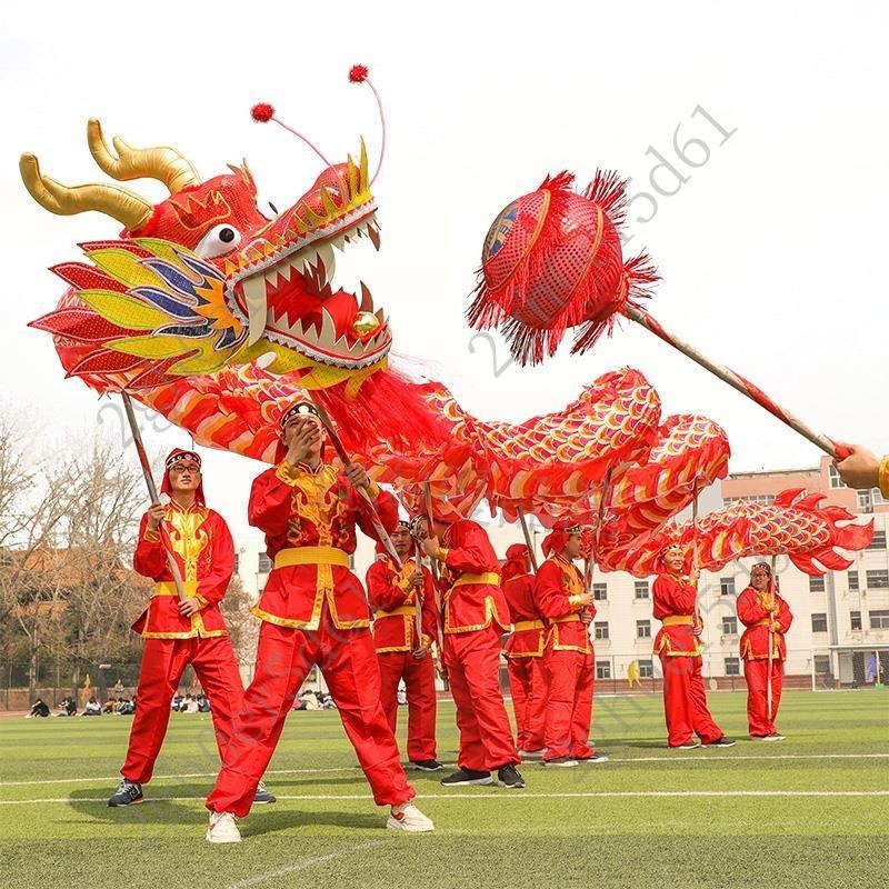 「免開發票」舞龍道具龍燈龍獅印花舞龍九節夜光龍鋼絲龍綢布國標龍頭演出服裝 | 蝦皮購物