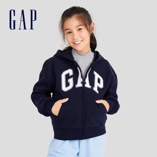 Gap 女童裝 Logo連帽外套 碳素軟磨系列-海軍藍(819394)