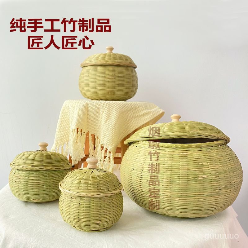 竹子編織竹製品竹簍茶葉罐零食鷄蛋收納筐帶蓋子水果竹籃竹編大號 菜籃 果籃 竹製品 竹籃 收納籃 水果籃 | 蝦皮購物