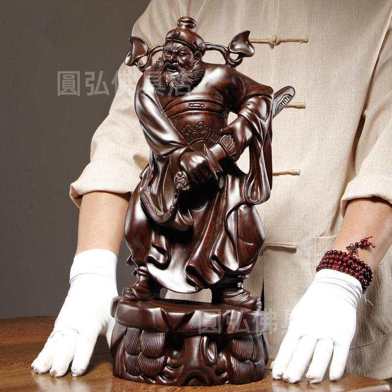 🔥臺灣熱賣🔥黑檀木雕鍾馗像擺件福神鍾馗雕像家居鎮宅神靈雕像風水辟邪