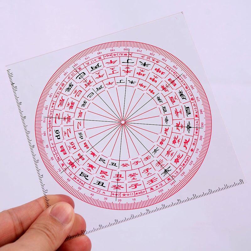 49孔圓形二十四山風水方位立極尺3寸精準透明羅盤佈局尺360週天| 蝦皮購物