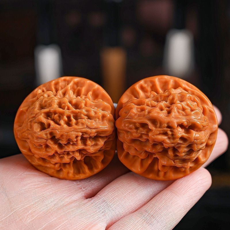 古藝】精品高拋文玩核桃把玩四座樓獅子頭手把件核桃盤玩男手玩核桃古玩