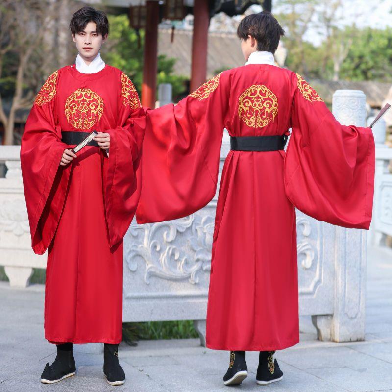 新品爆款漢服男酒紅色圓領袍唐朝官服帥氣公子少爺書生中國風古風長袍俠客 | 蝦皮購物