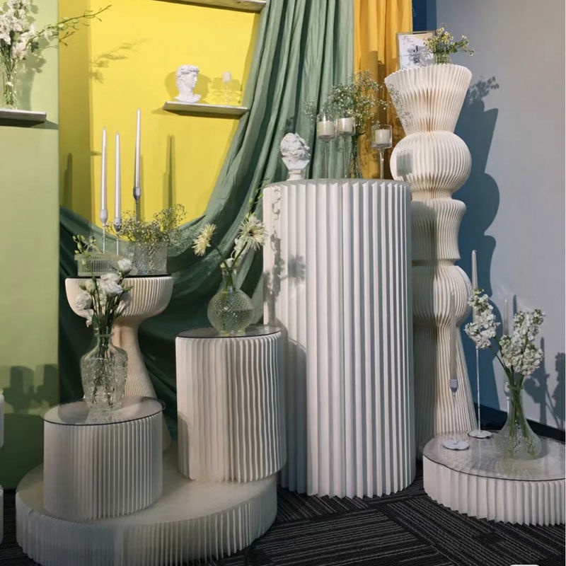 Wedding Folding Cylindrical Table Paper Roman Column Folding | 蝦皮購物