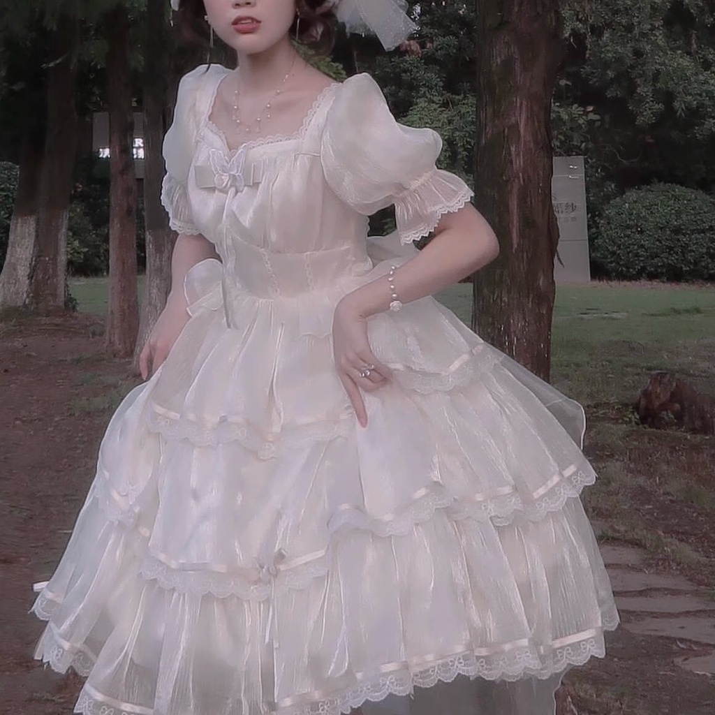 蘿莉塔lolita洋裝短袖op花嫁華麗法式優雅cla系禮服裙 | 蝦皮購物