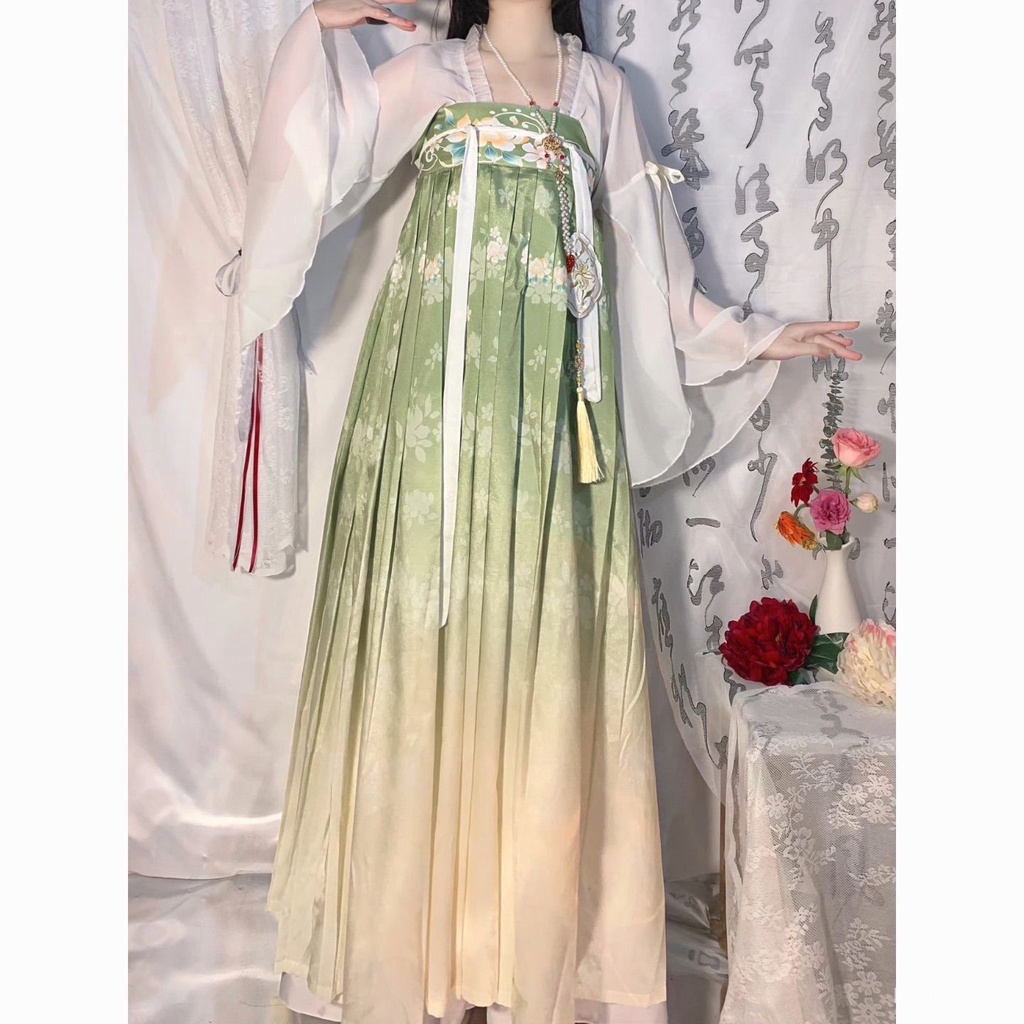 原創漢服【春兒俏】齊胸襦裙唐製漢元素印花套裝春夏全套閨蜜款 CVU0 | 蝦皮購物