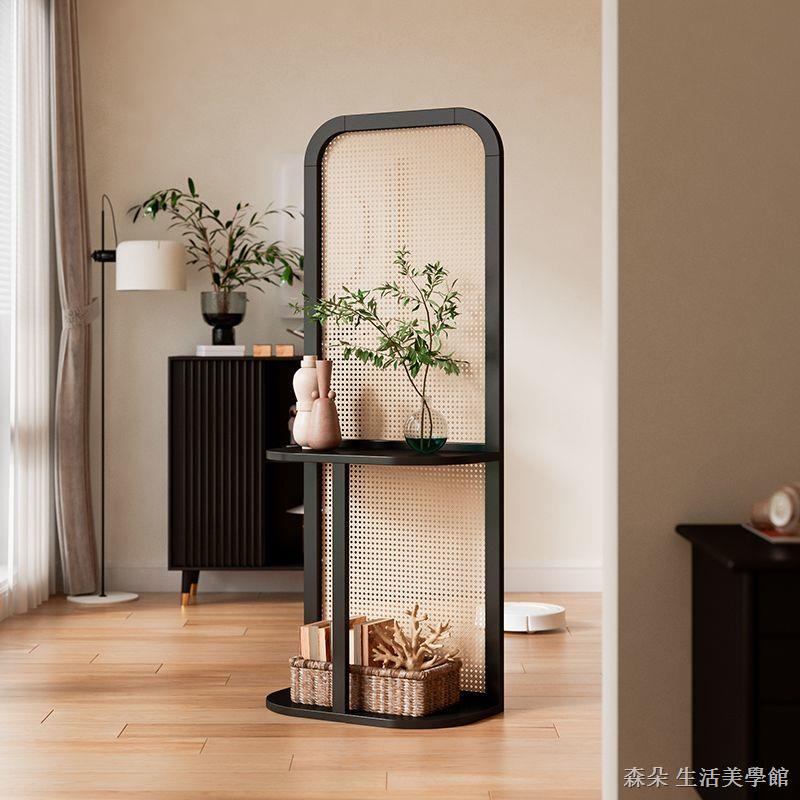 日式屏風置物架網紅實木藤編屏風隔斷架立柱隔斷板隔間板隔間屏風