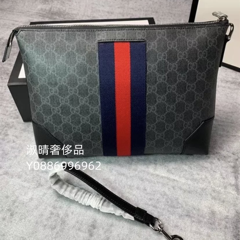 二手精品 GUCCI 古馳 晚宴包 公事包 GG SUPREME 手拿包 523603 公文包 信用卡包 大型錢包 | 蝦皮購物