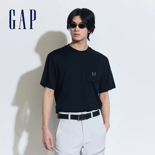 Gap 男裝 Logo純棉圓領短袖T恤-炭黑色(460846)