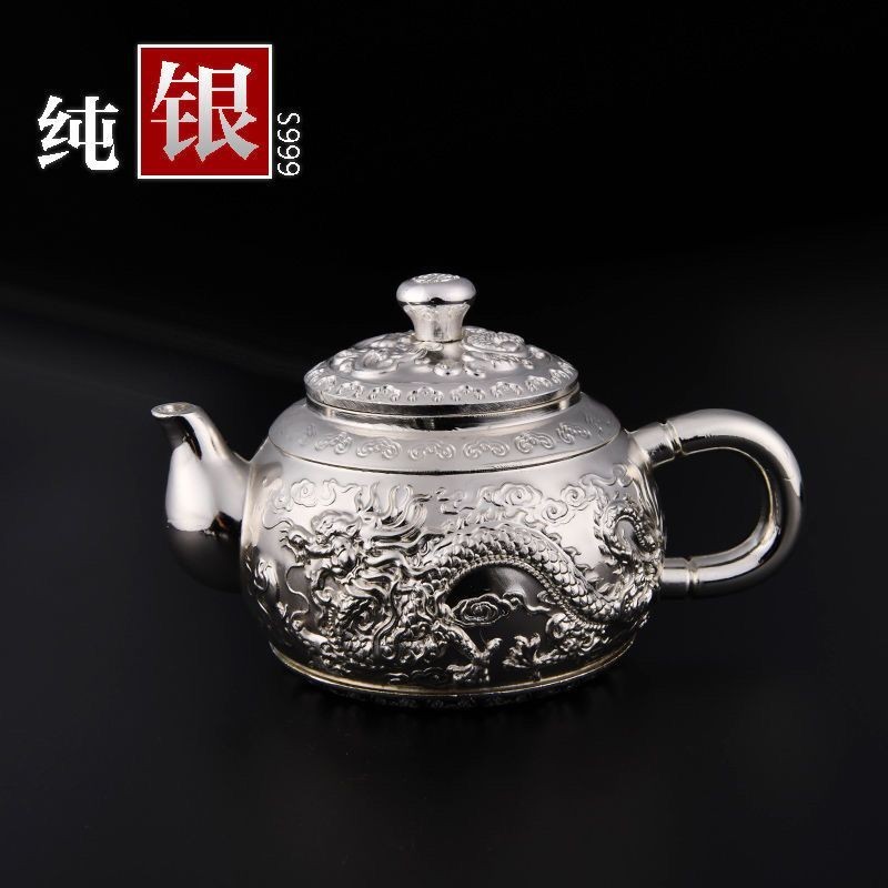 百福999純銀茶具套裝1壺1託4杯中式高檔熟銀傢用主人杯公道杯茶壺茶具銀