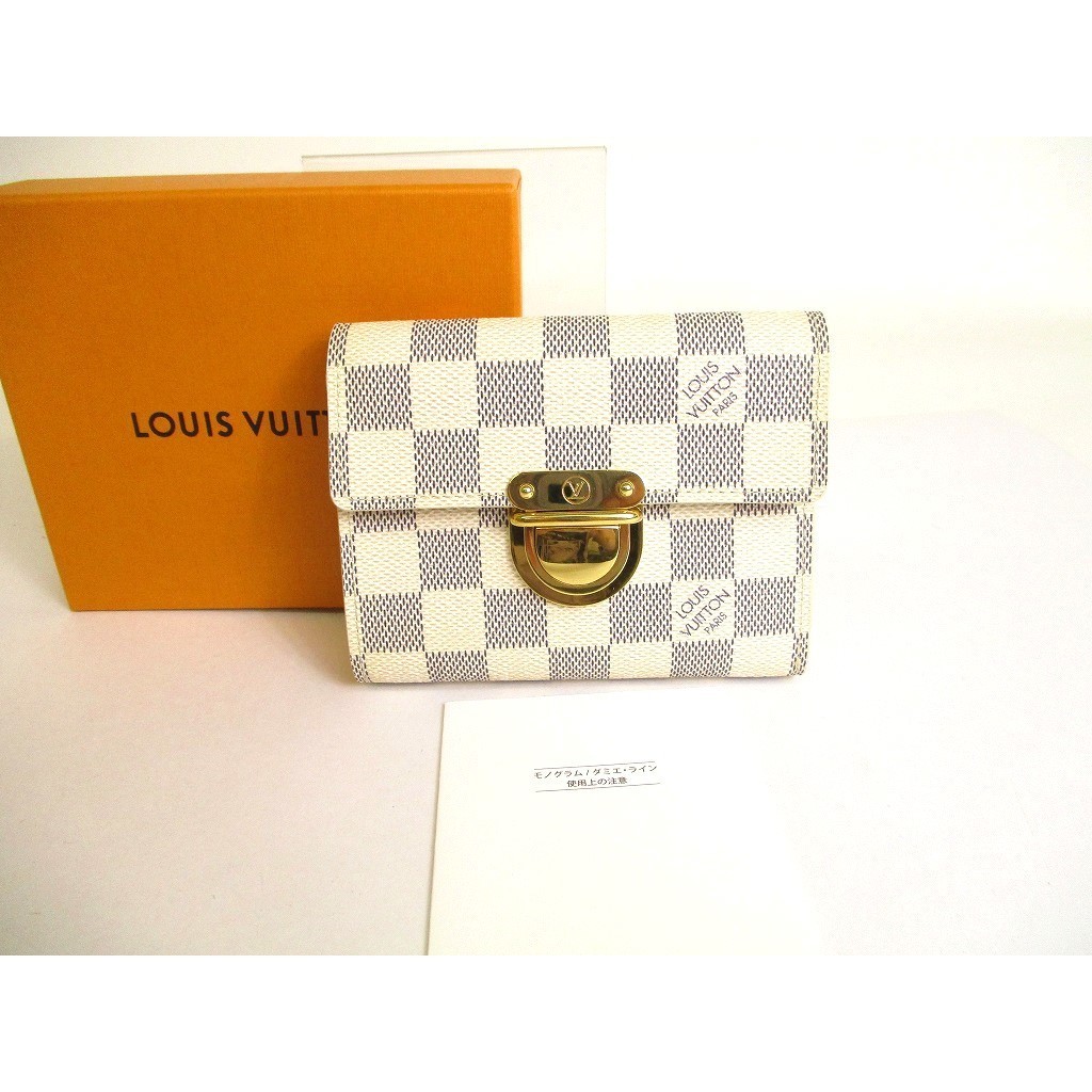 Auth LOUIS VUITTON Damier Azur Trifold Wallet Koala #9849 | 蝦皮購物