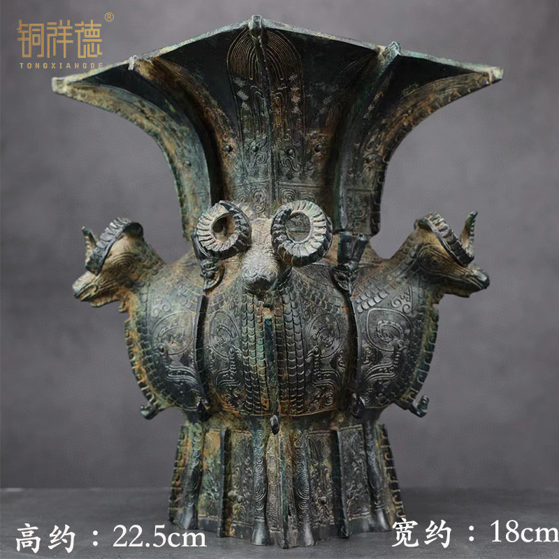 青銅器仿古擺原創件四羊方尊酒尊酒器古玩銅工藝品擺件做舊廠家直銷特價