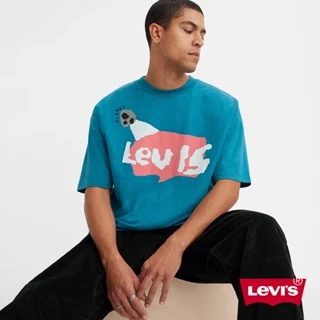 Levis 滑板系列 重磅寬鬆版短袖T恤 / 街頭塗鴉印花 / 210GSM厚棉 藍 男 A1005-0016 熱賣單品