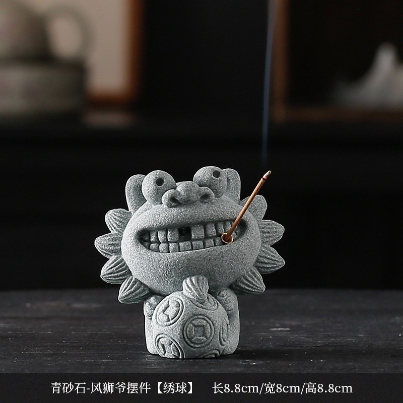 熱賣可愛青紗石風獅爺小獅子風獅爺沖繩風獅爺石敢當一對吉祥物茶桌茶寵