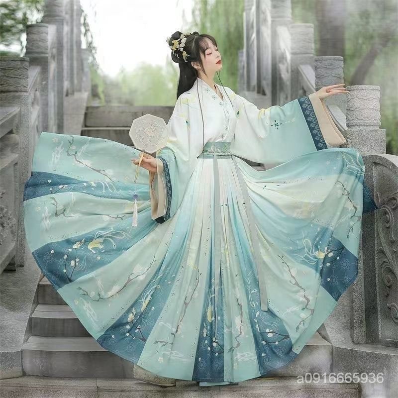 新中式穿搭 古風穿搭 馬麵裙 傳統服飾 國潮風 國潮主題原創正品新款晉製漢服秦漢中國風交領齊腰古裝白菜秋冬學生春夏 | 蝦皮購物