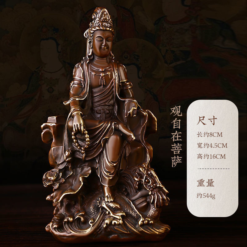 觀音像，古銅製，「瑞峰」作重約1000克 工芸品