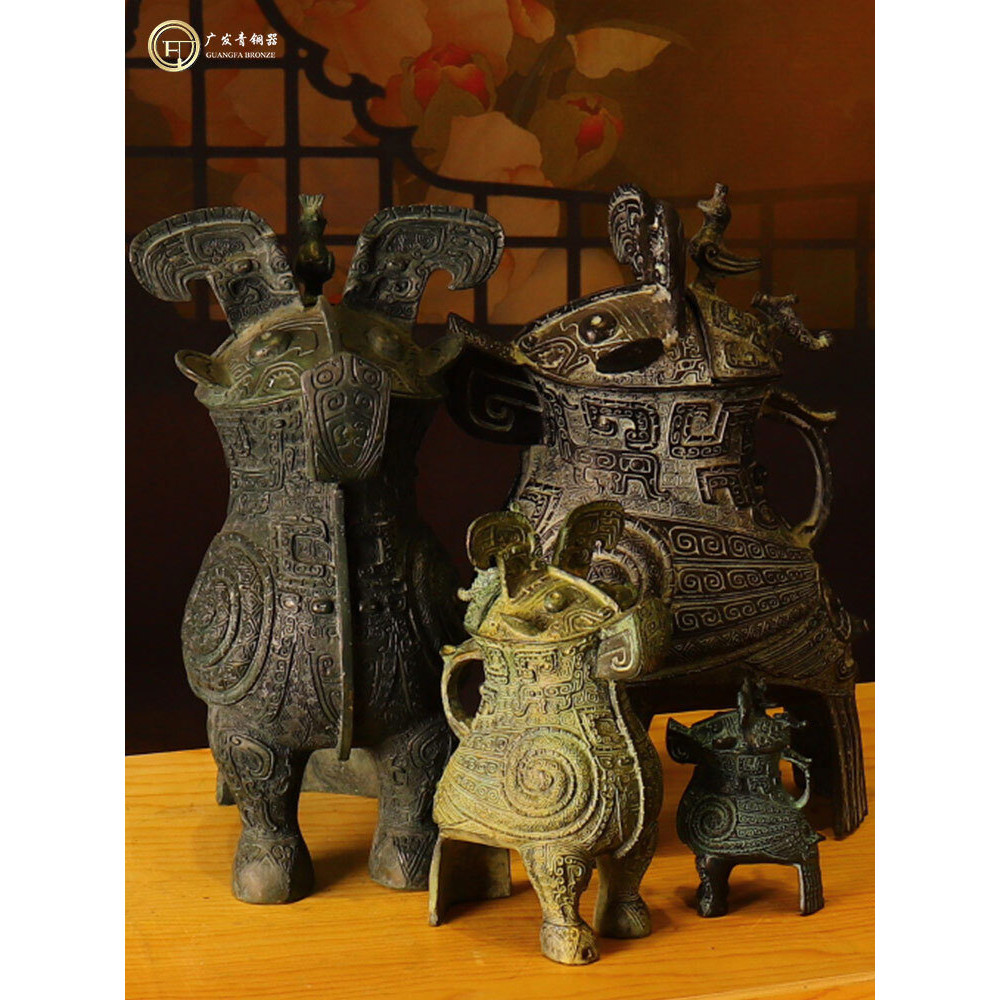 婦好鸮尊青原創銅梟尊鳥尊酒器仿古青銅器工藝禮品擺件婚慶影視