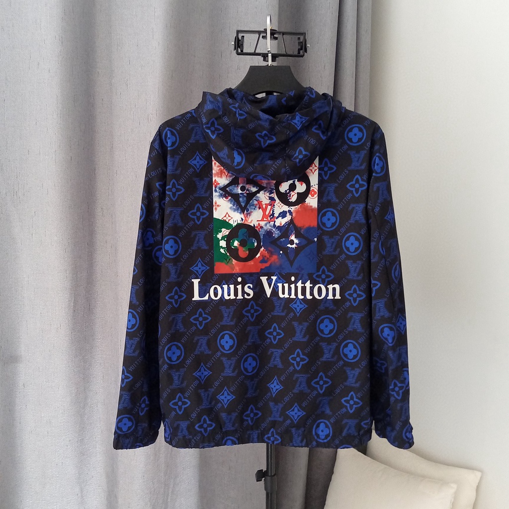 Louis Vuitton Monogram Zip-Through Cotton Hoodie 1ABJ2H, Blue, L