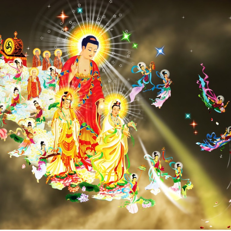 佛菩薩畫像精美殊勝西方三圣接引圖 相紙雙面塑封暢銷無憂fgh | 蝦皮購物