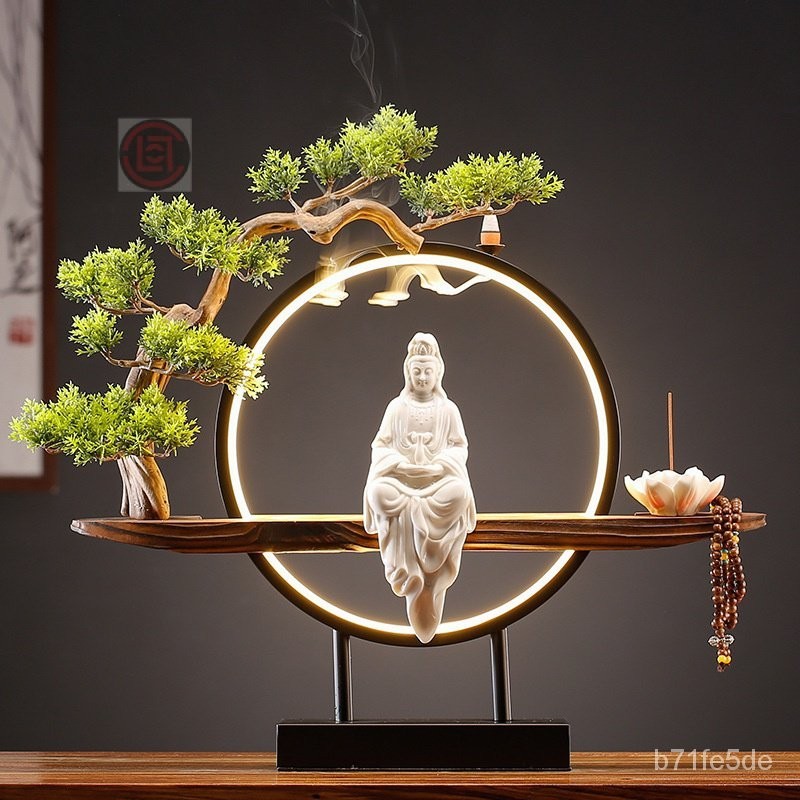 倒流香観音 自在観音 仏像香炉 香座 置物