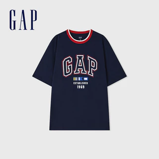 Gap 男裝 Logo純棉印花圓領短袖T恤 親膚系列-海軍藍(465443)