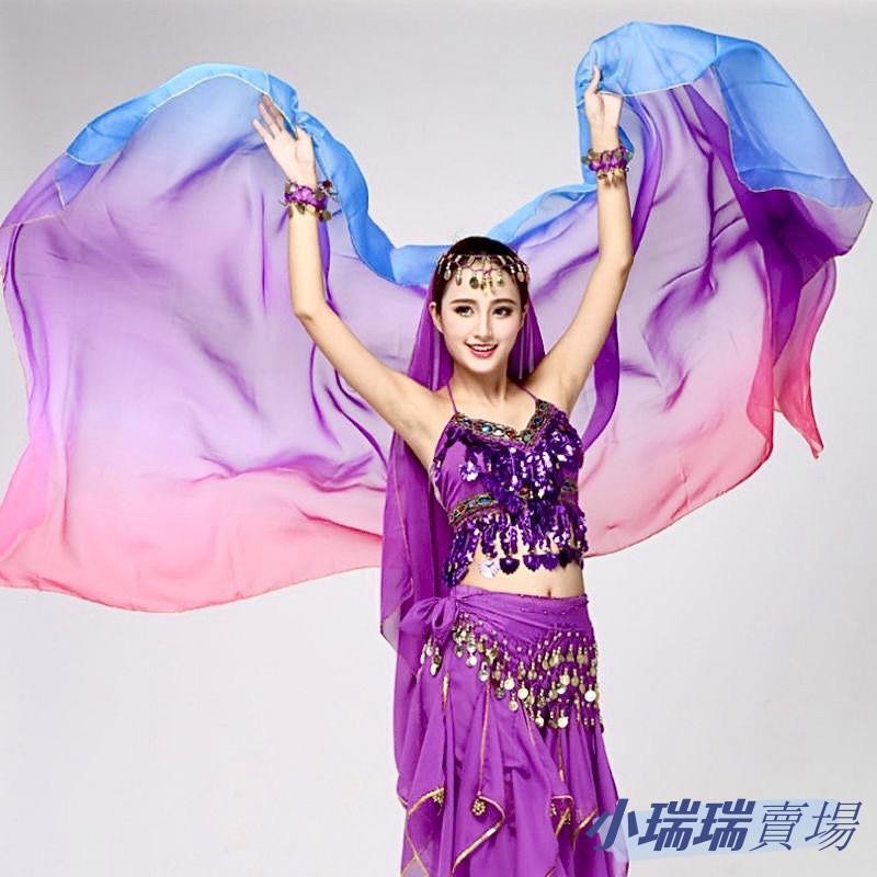 台灣發貨+統編 ‹舞蹈絲巾› 肚皮舞 紗巾 仿真絲舞蹈手紗表演練習表演手拋 紗巾 漸變七彩 絲巾 | 蝦皮購物