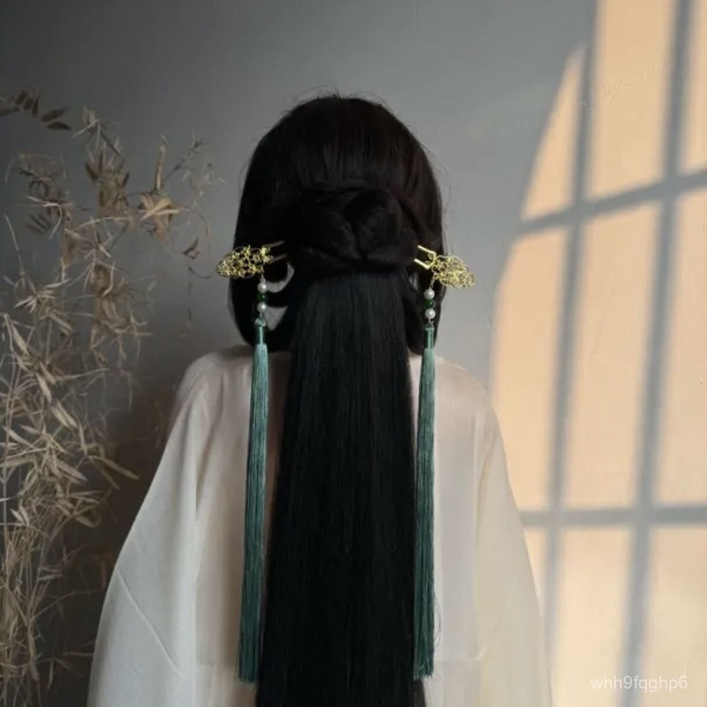 【飾品】南枝青玄虞姬流蘇繐子後壓髮環流蘇髮簪古風漢服女戰國袍髮飾配飾 QBBX | 蝦皮購物